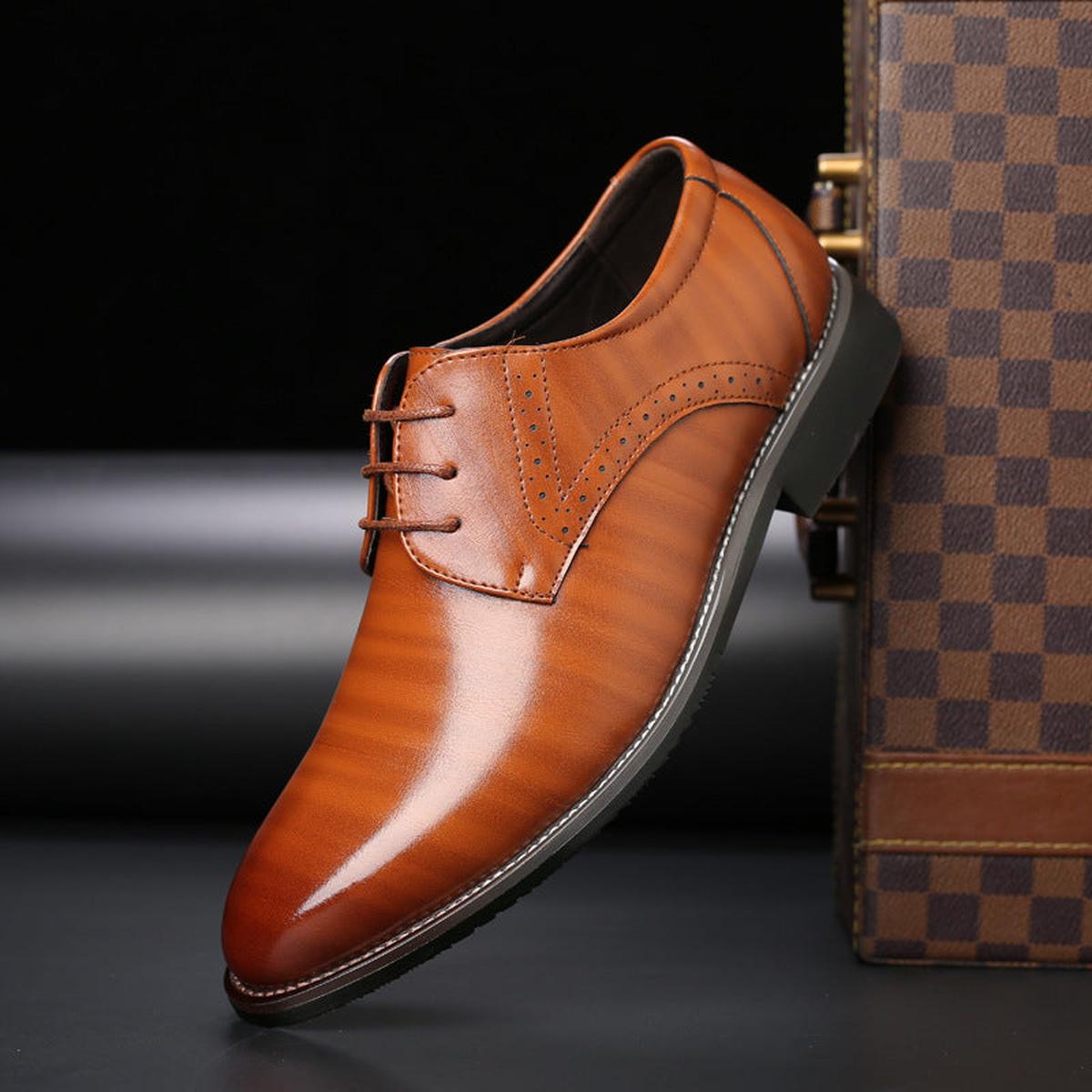 Men's Perforated Leather Derby Shoes