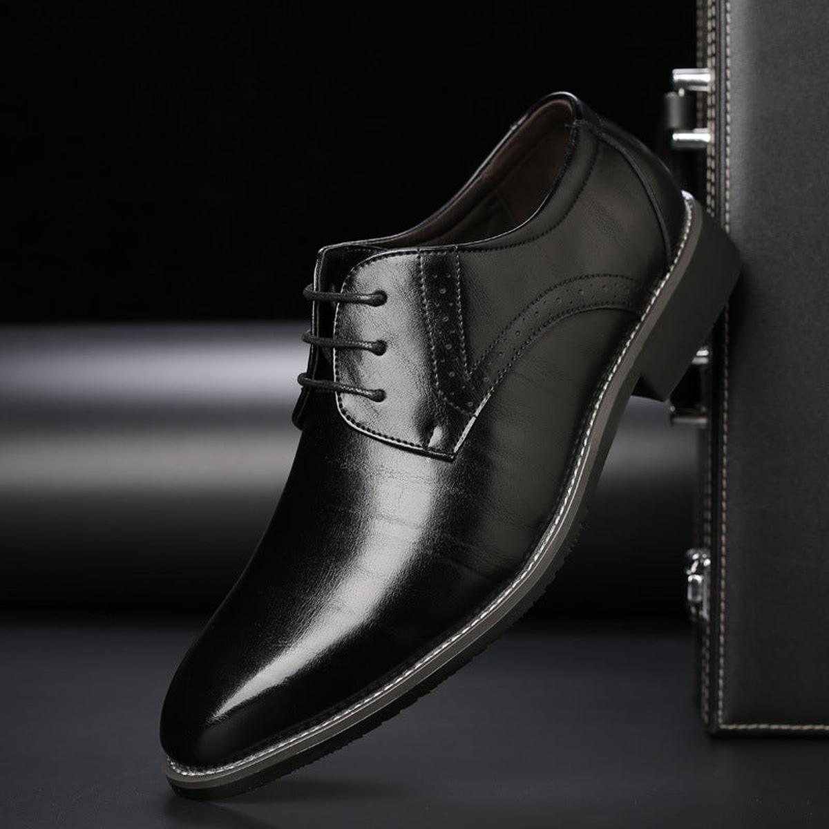 Men's Perforated Leather Derby Shoes