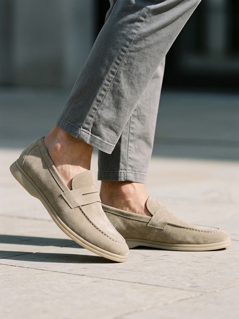 Men's Suede Moc Toe Penny Loafers