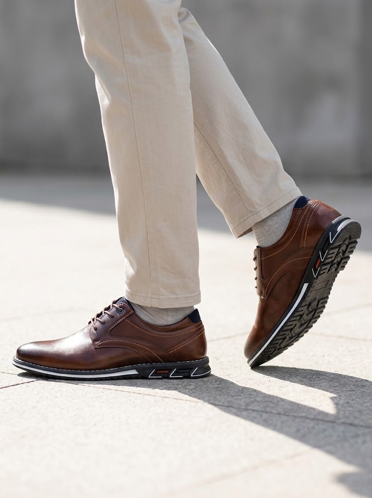 Men's Leather Plain Toe Derby Shoes