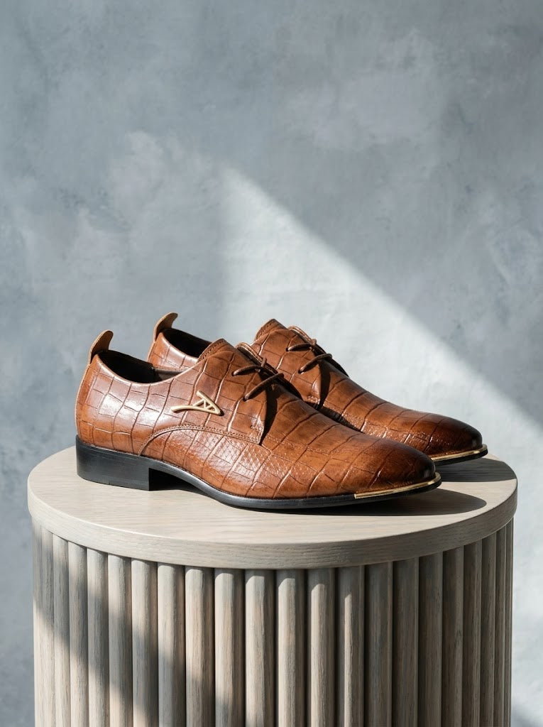 Men's Leather Textured Derby Shoes