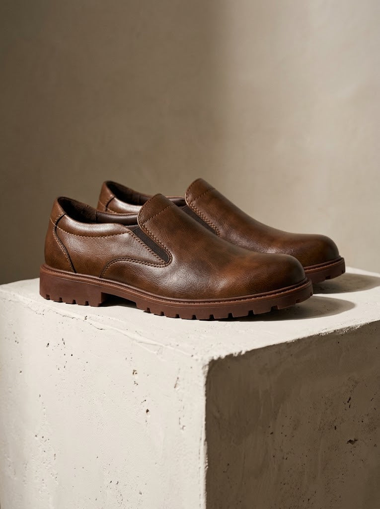 Men's Leather Chunky Slip-On Shoes