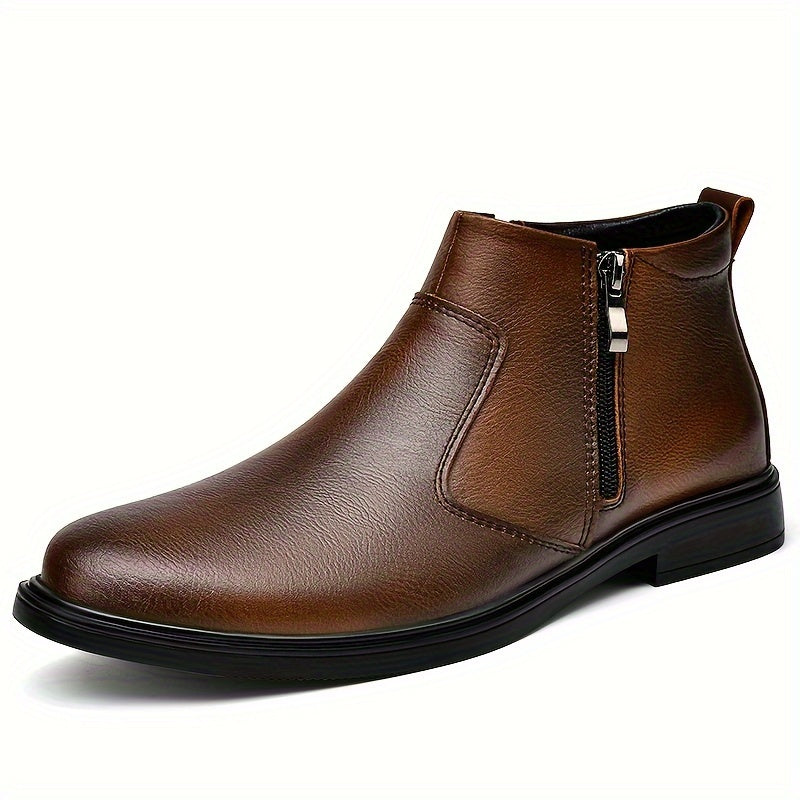 Men's Zip-Up Leather Ankle Boots