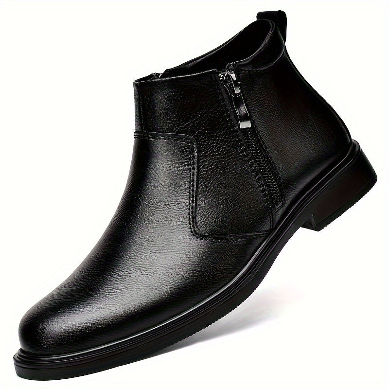 Men's Zip-Up Leather Ankle Boots