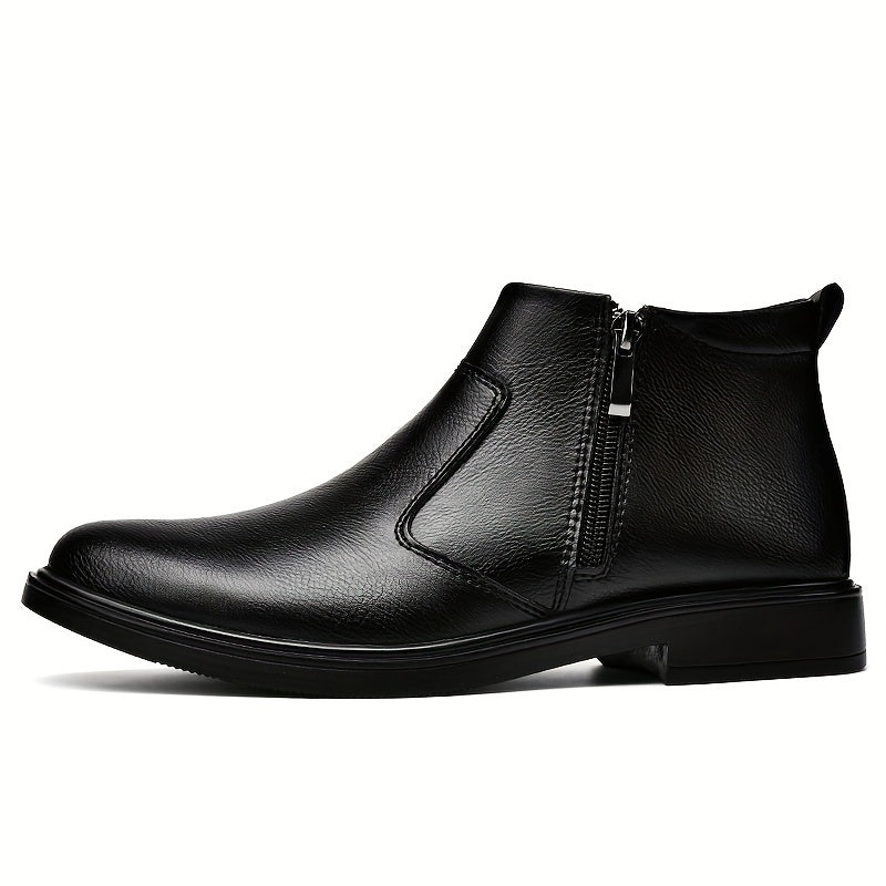 Men's Zip-Up Leather Ankle Boots