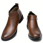 Men's Zip-Up Leather Ankle Boots