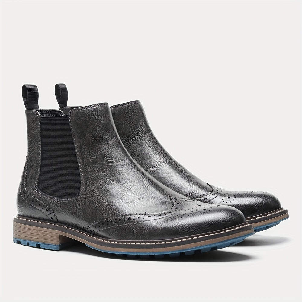 Men's Leather Perforated Chelsea Boots