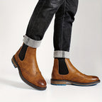 Men's Leather Perforated Chelsea Boots