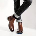 Men's Leather Perforated Chelsea Boots