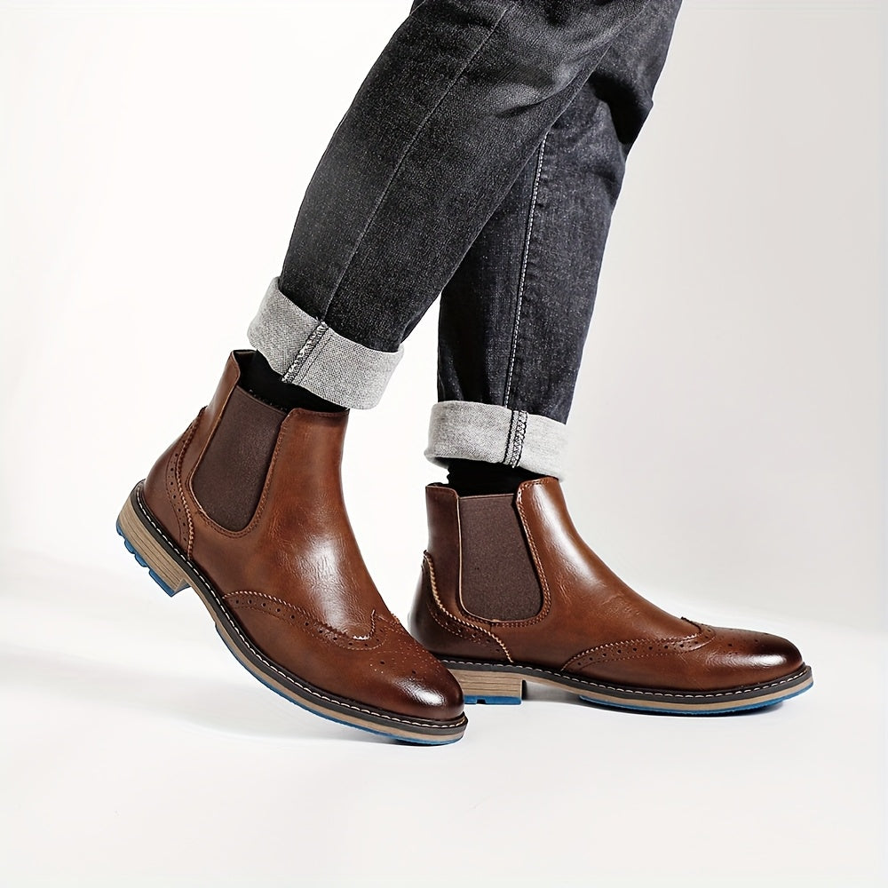 Men's Leather Perforated Chelsea Boots