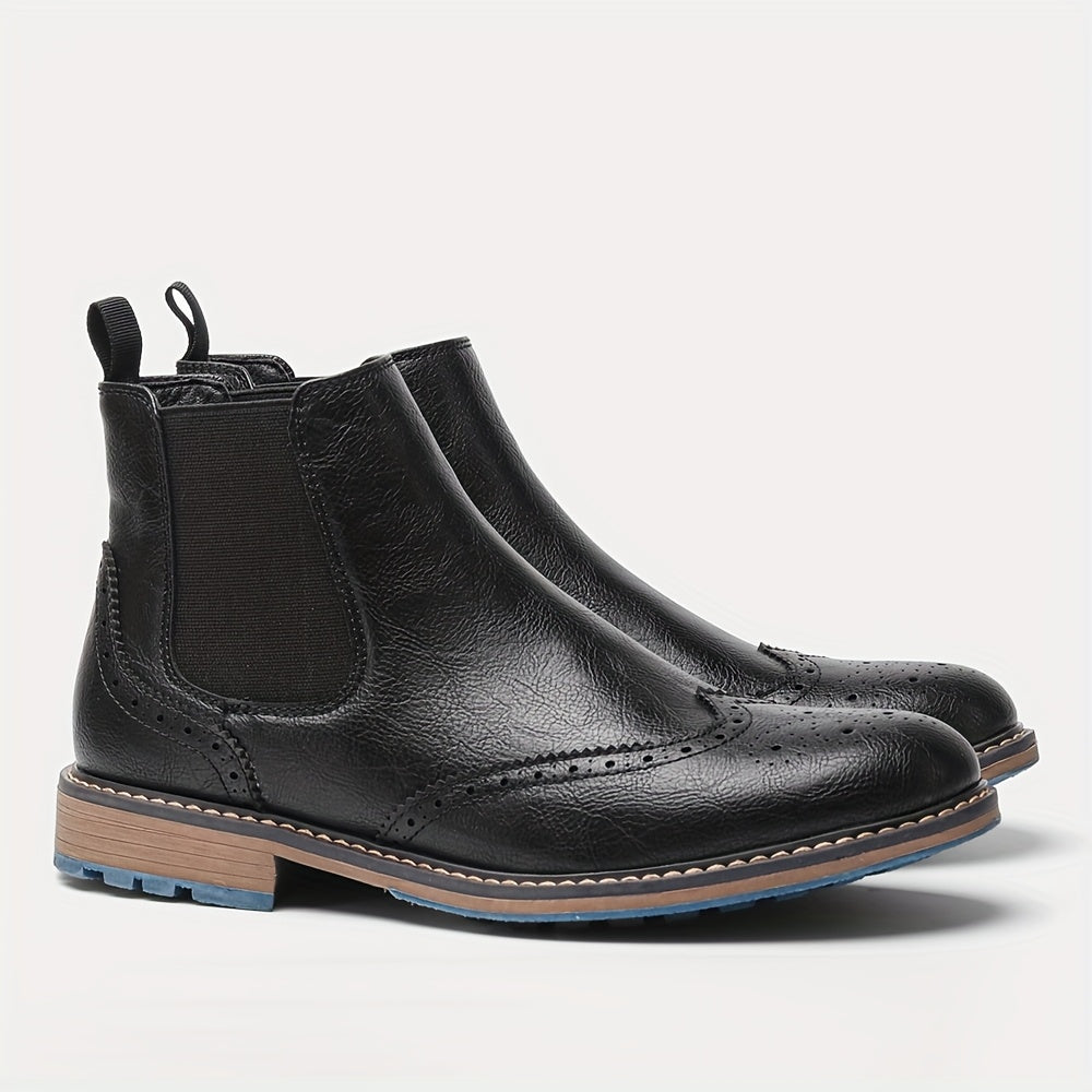 Men's Leather Perforated Chelsea Boots