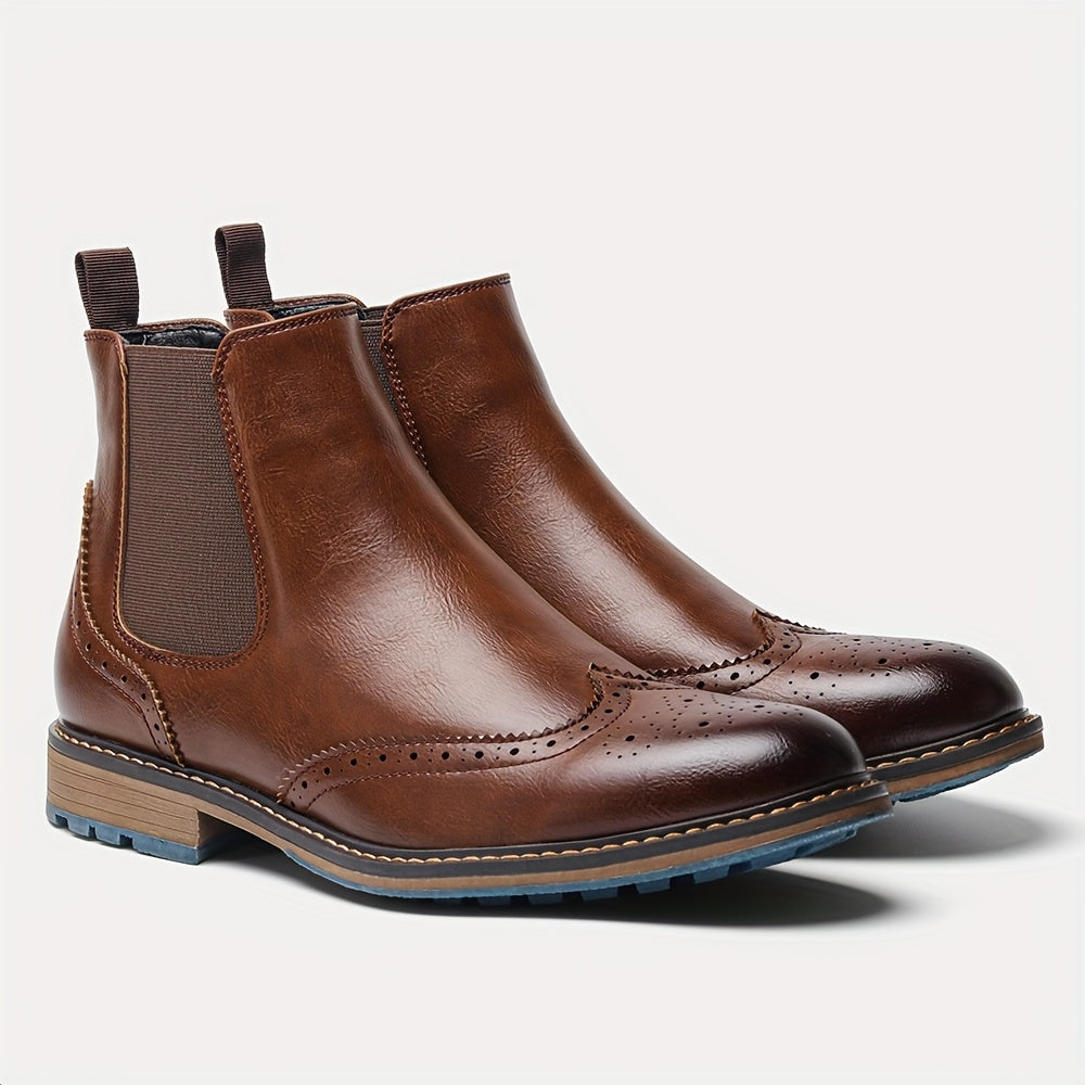 Men's Leather Perforated Chelsea Boots