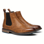 Men's Leather Perforated Chelsea Boots