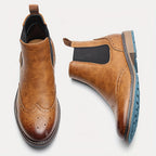 Men's Leather Perforated Chelsea Boots