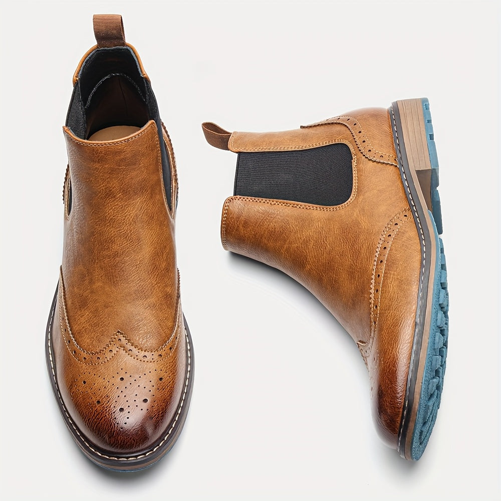 Men's Leather Perforated Chelsea Boots