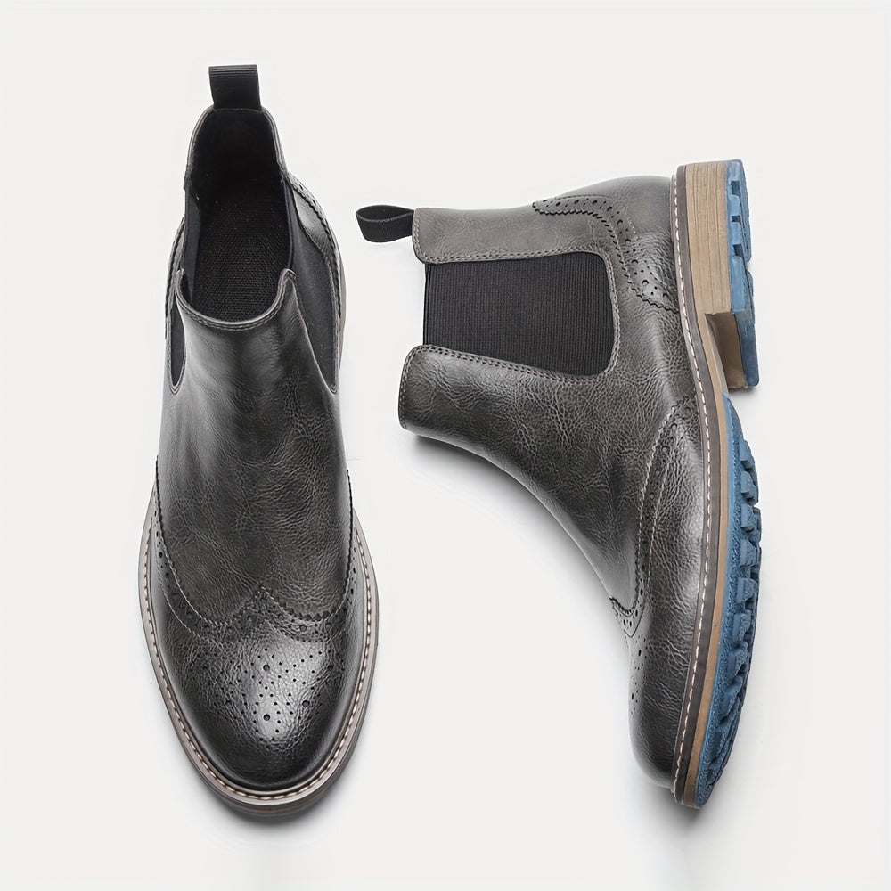 Men's Leather Perforated Chelsea Boots
