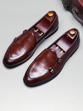 Men's Apron Toe Double Monk Shoes