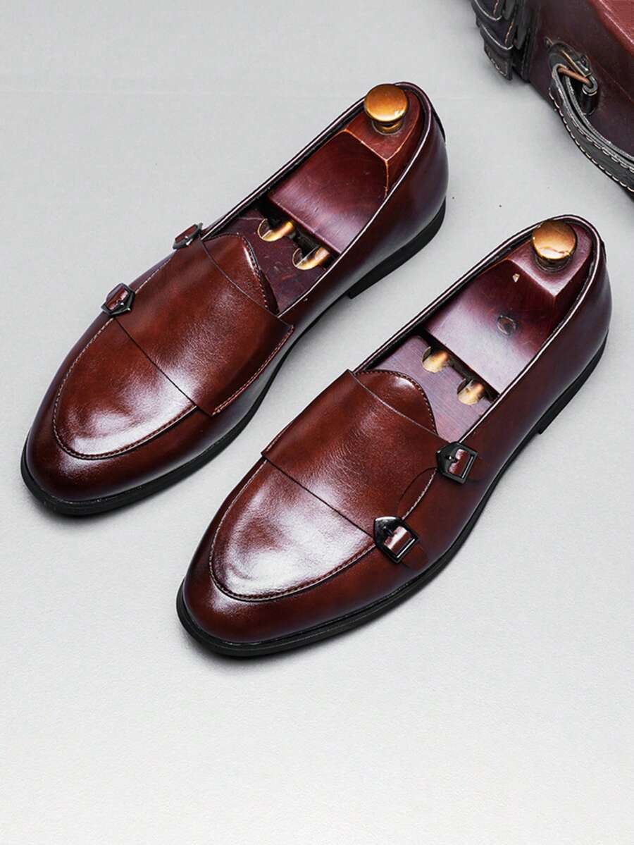 Men's Apron Toe Double Monk Shoes