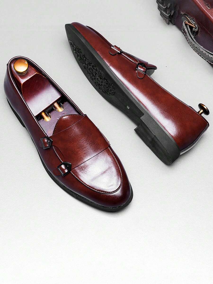 Men's Apron Toe Double Monk Shoes