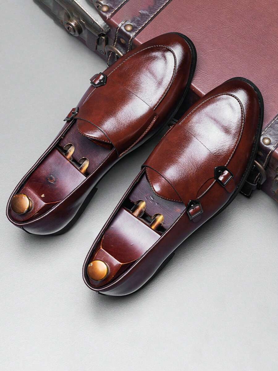 Men's Apron Toe Double Monk Shoes