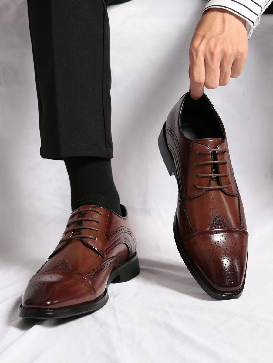 Men's Brogue Cap Toe Oxford Shoes