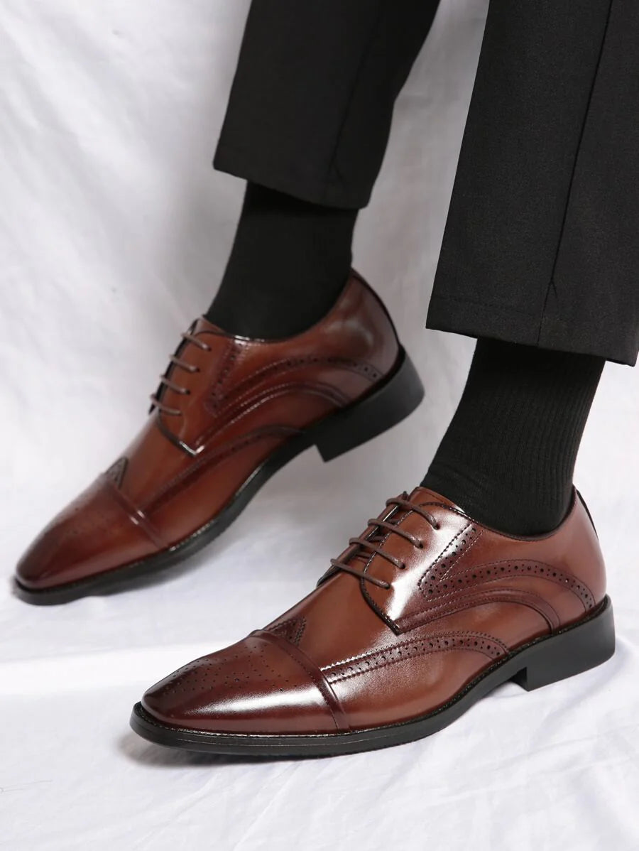 Men's Brogue Cap Toe Oxford Shoes