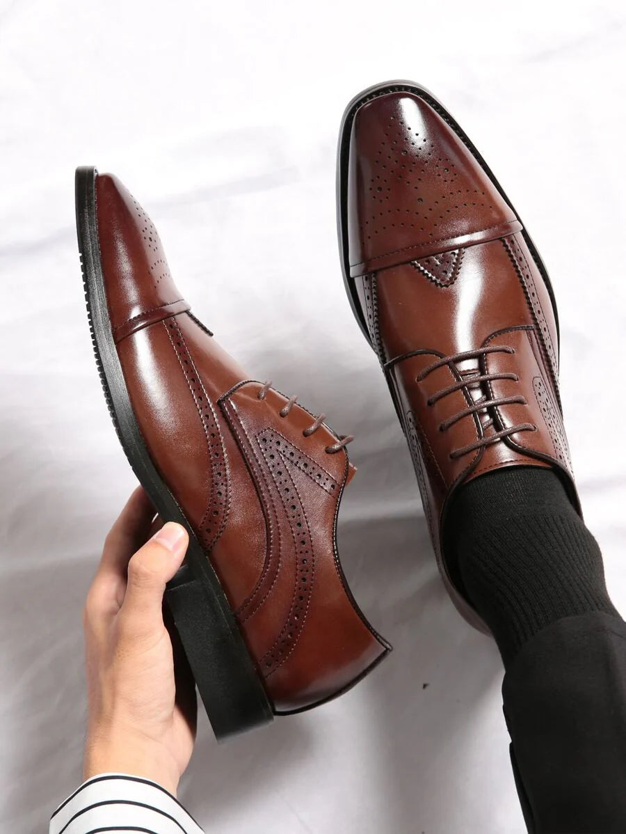 Men's Brogue Cap Toe Oxford Shoes