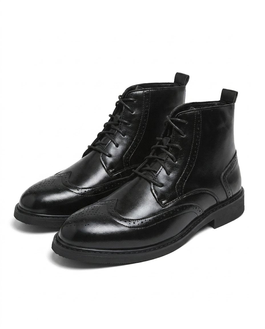 Men's Leather Wingtip Ankle Boots