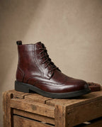 Men's Leather Wingtip Ankle Boots