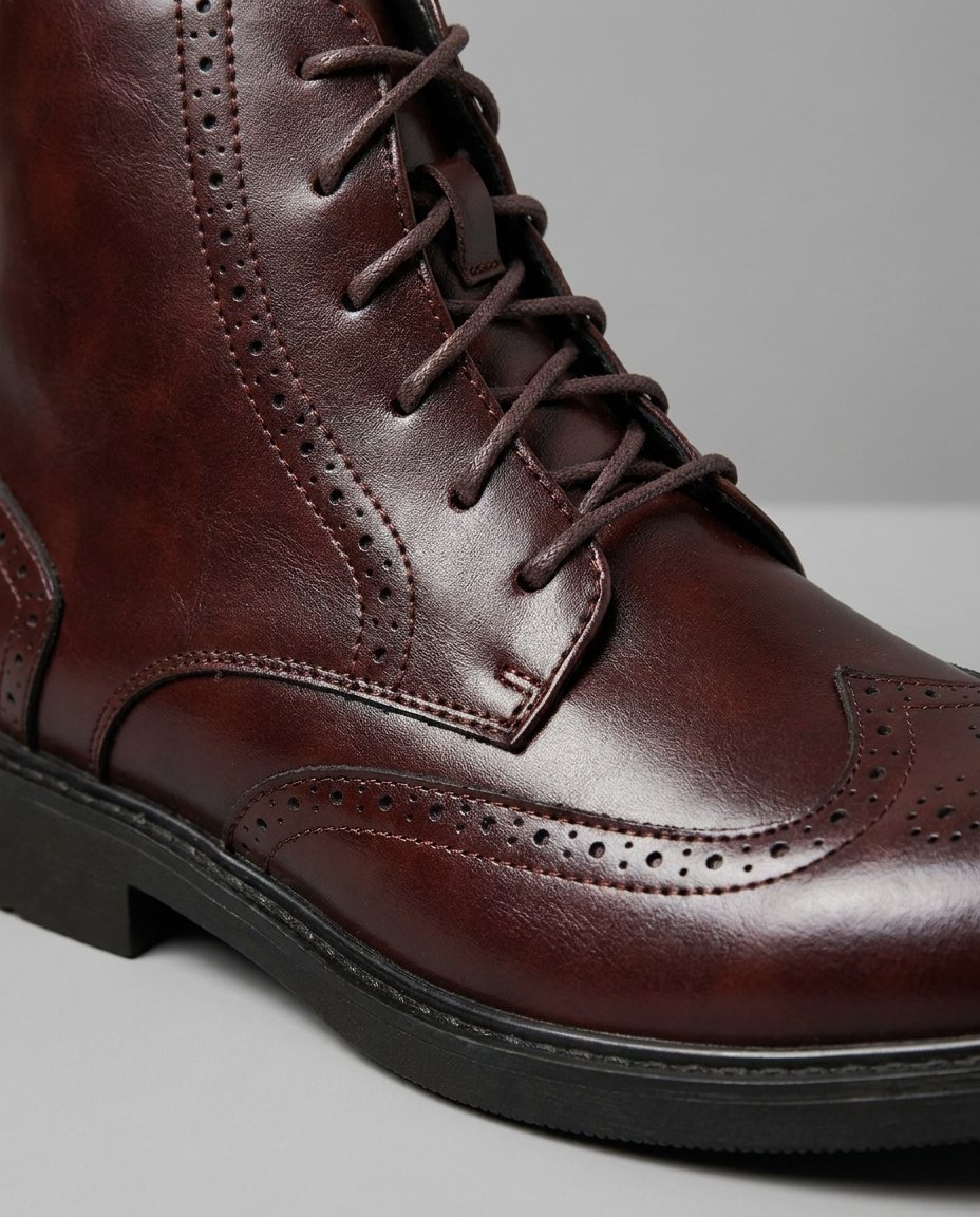 Men's Leather Wingtip Ankle Boots