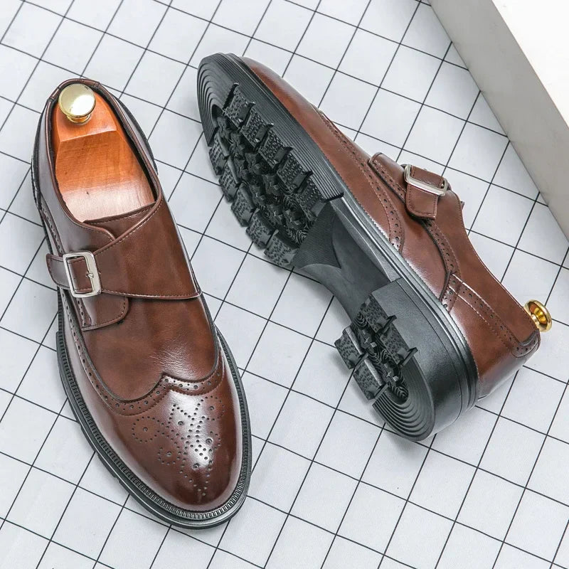 Men's Brogue Monk Strap Shoes
