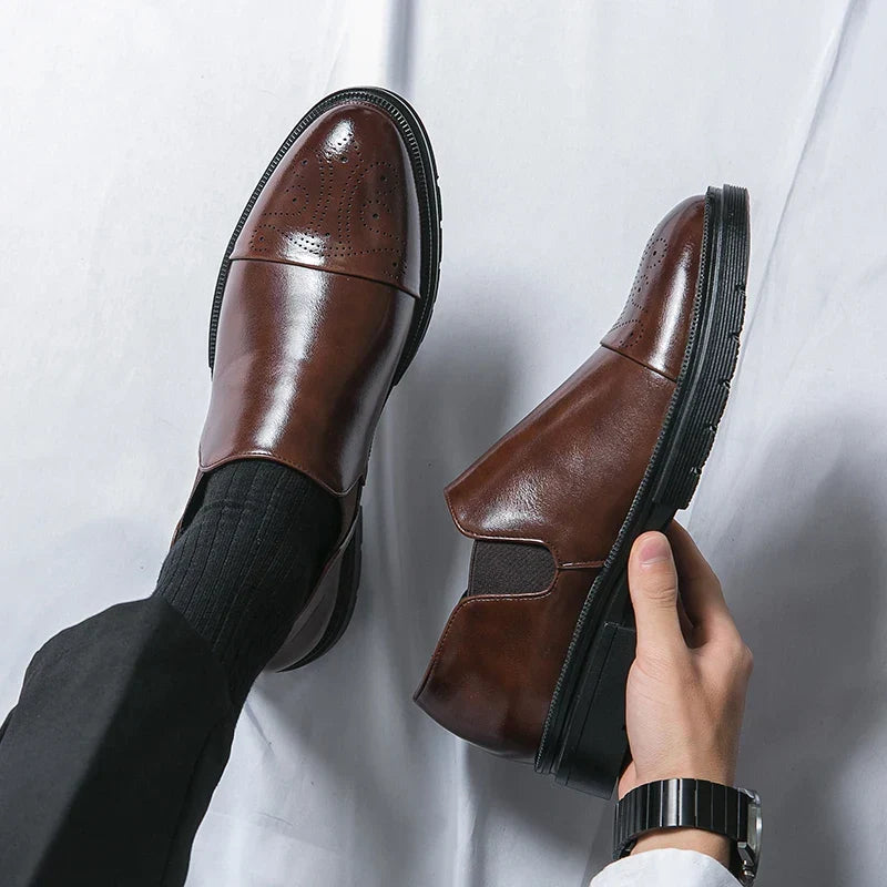 Men's Leather Cap Toe Chelsea Boots