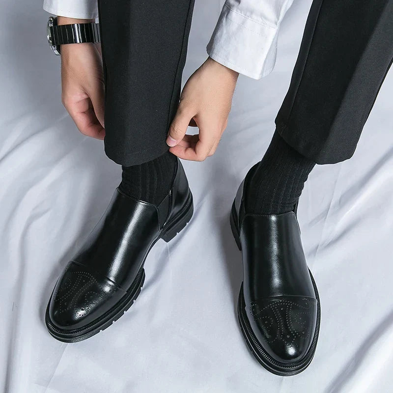 Men's Leather Cap Toe Chelsea Boots