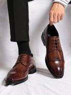 Men's Leather Cap Toe Derby Shoes