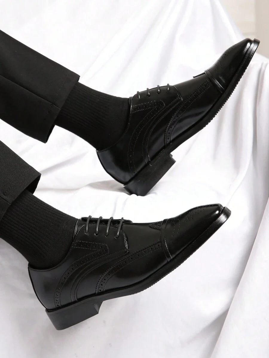 Men's Leather Cap Toe Derby Shoes
