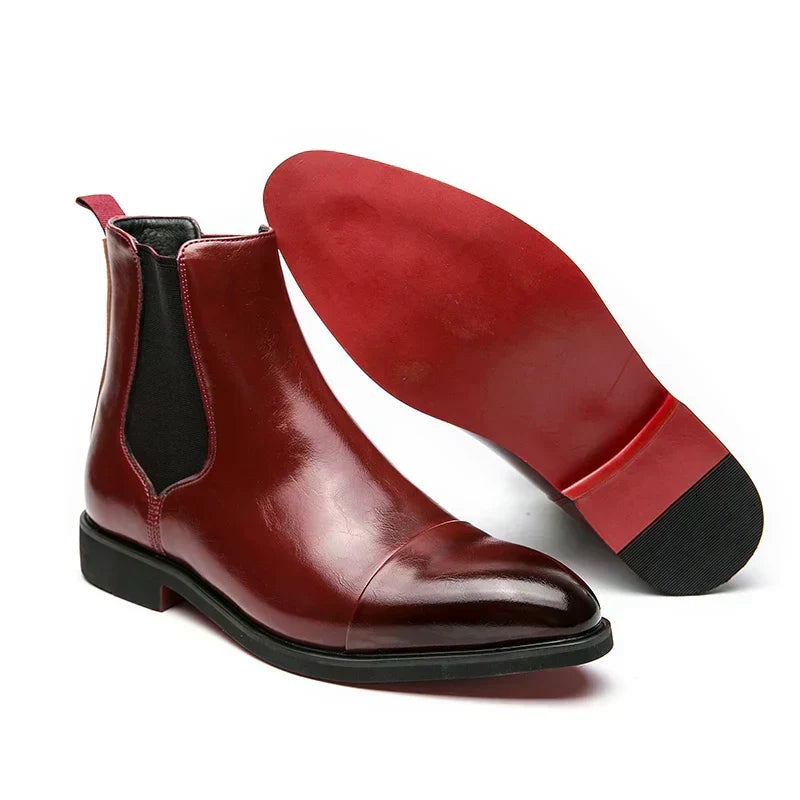 Men's Cap Toe Leather Chelsea Boots