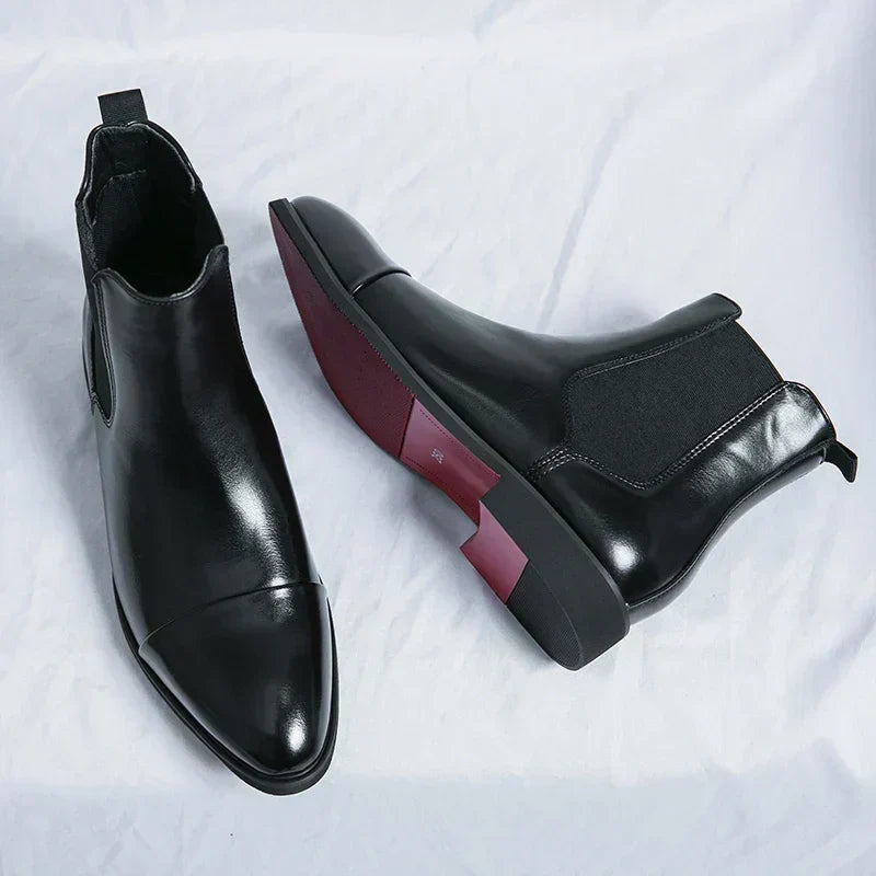 Men's Cap Toe Leather Chelsea Boots