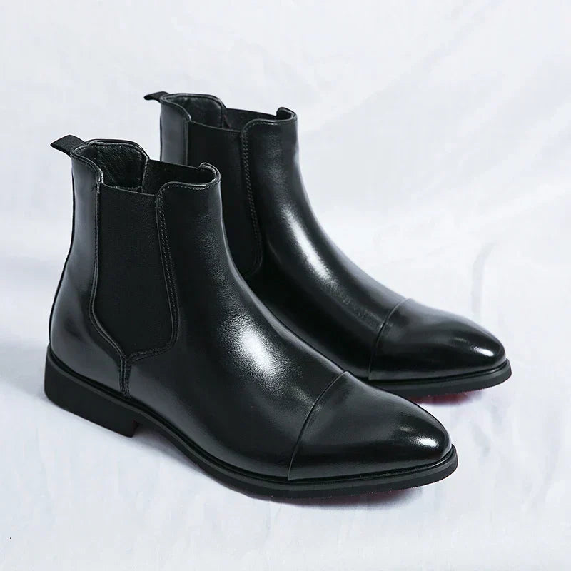 Men's Cap Toe Leather Chelsea Boots