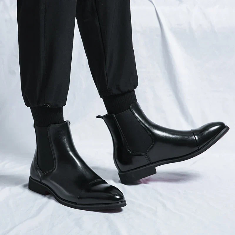 Men's Cap Toe Leather Chelsea Boots
