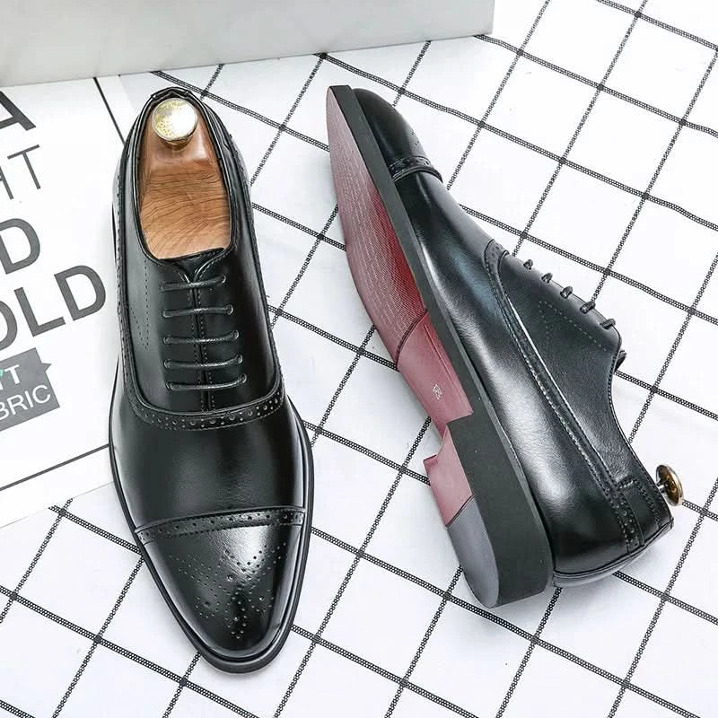 Men's Cap Toe Leather Oxford Shoes