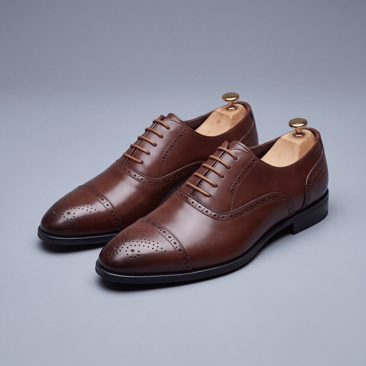 Men's Cap Toe Leather Oxford Shoes