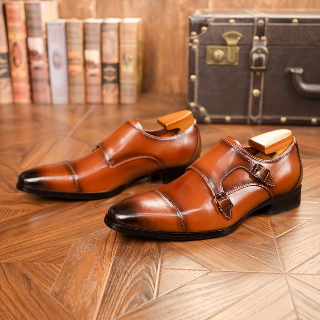 Men's Cap Toe Monk Strap Shoes
