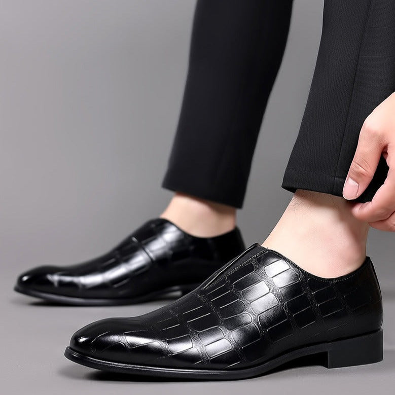 Men's Croc-Embossed Slip-On Dress Shoes