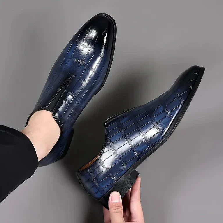 Men's Croc-Embossed Slip-On Dress Shoes