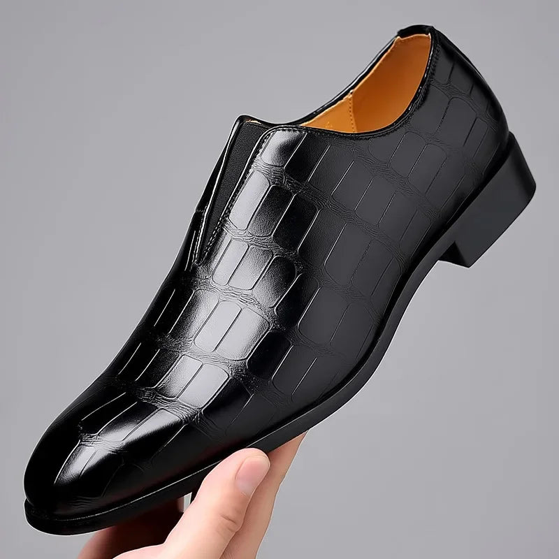 Men's Croc-Embossed Slip-On Dress Shoes