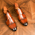 Men's Leather Buckled Monk Strap Shoes