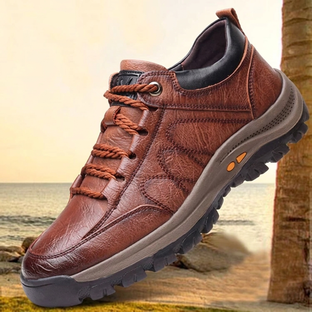 Men's Grained Leather-Look Sneakers