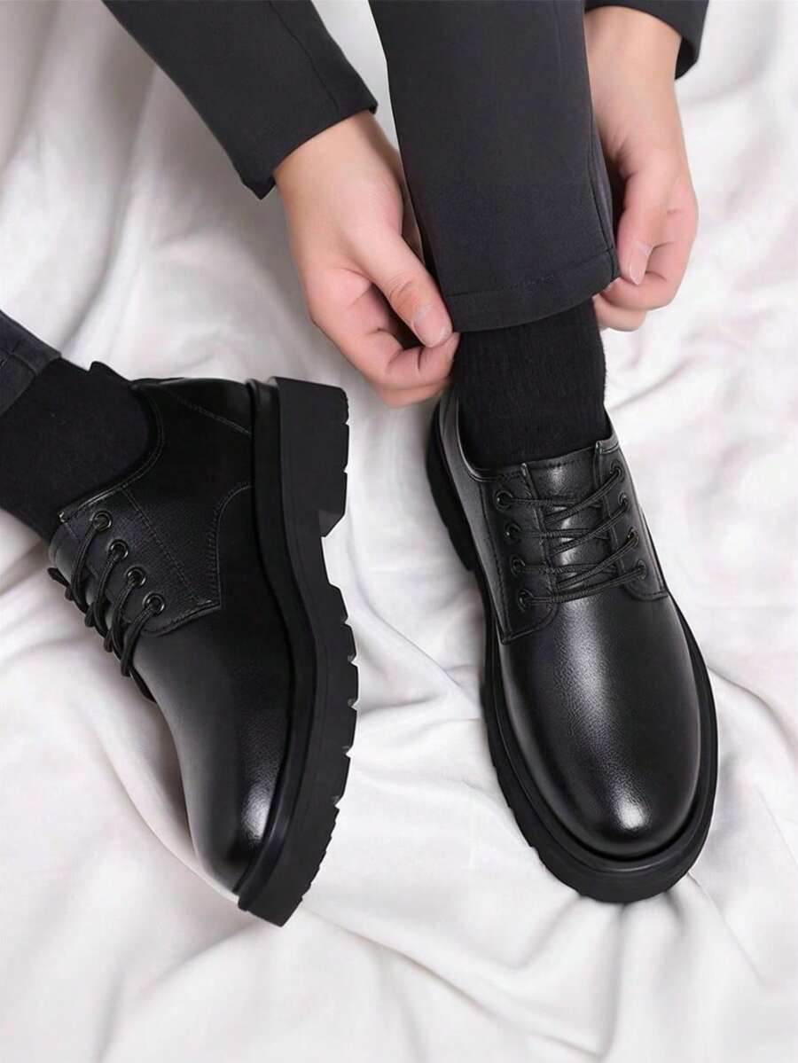 Men's Lace-Up Plain Toe Derby Shoes