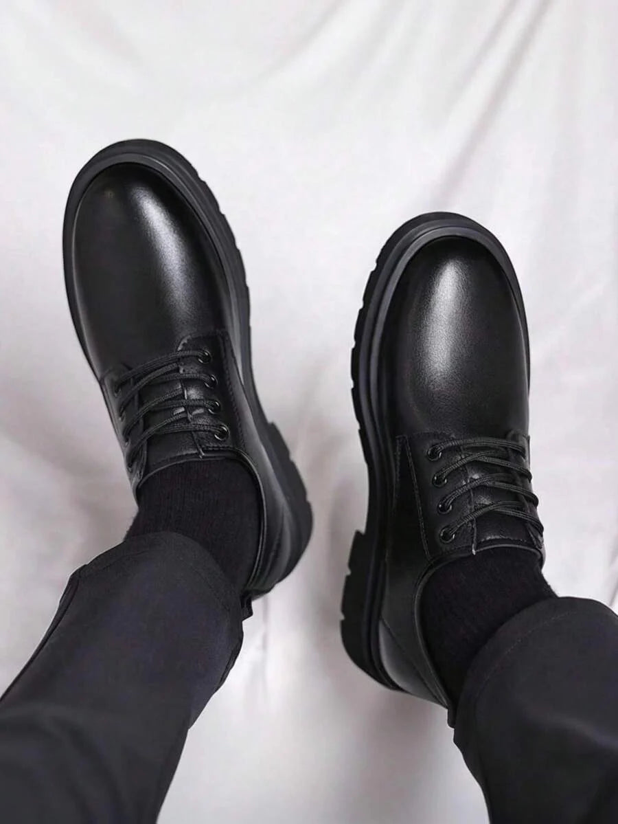 Men's Lace-Up Plain Toe Derby Shoes