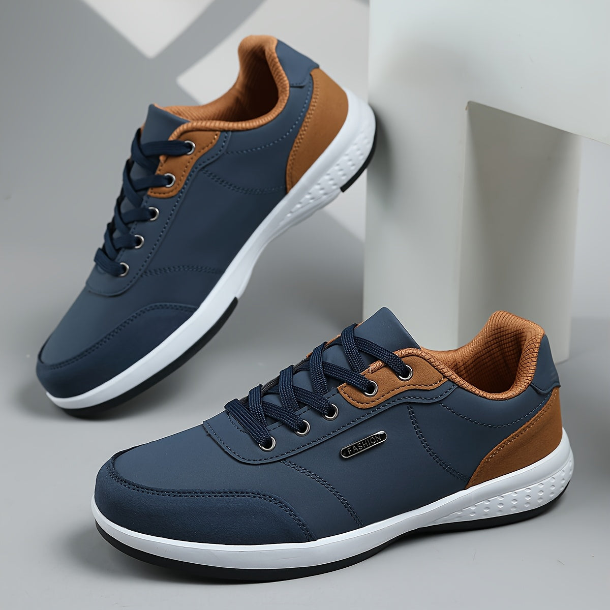 Men's Leather-Look Low Top Sneakers